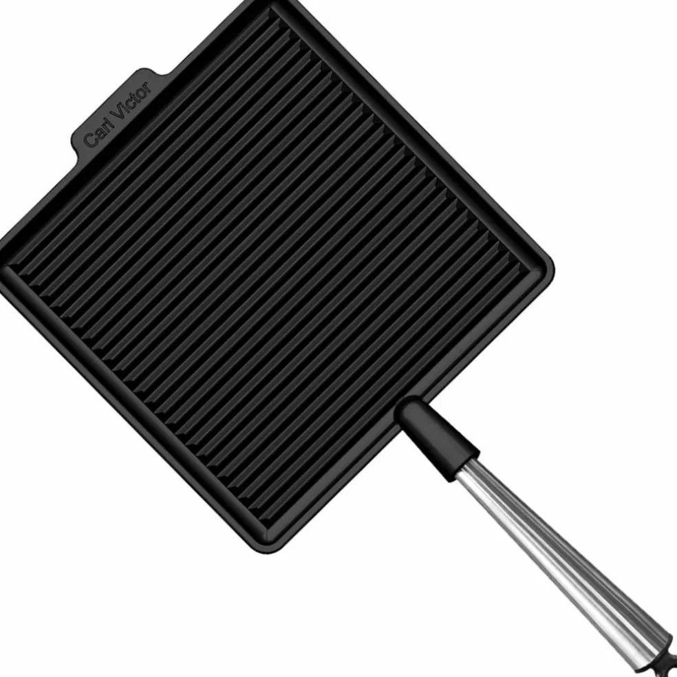 Firkantet grillpanne i støpejern 28 cm, stålhåndtak