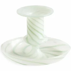 Flare Stripe Milk lysestake, liten, grønn