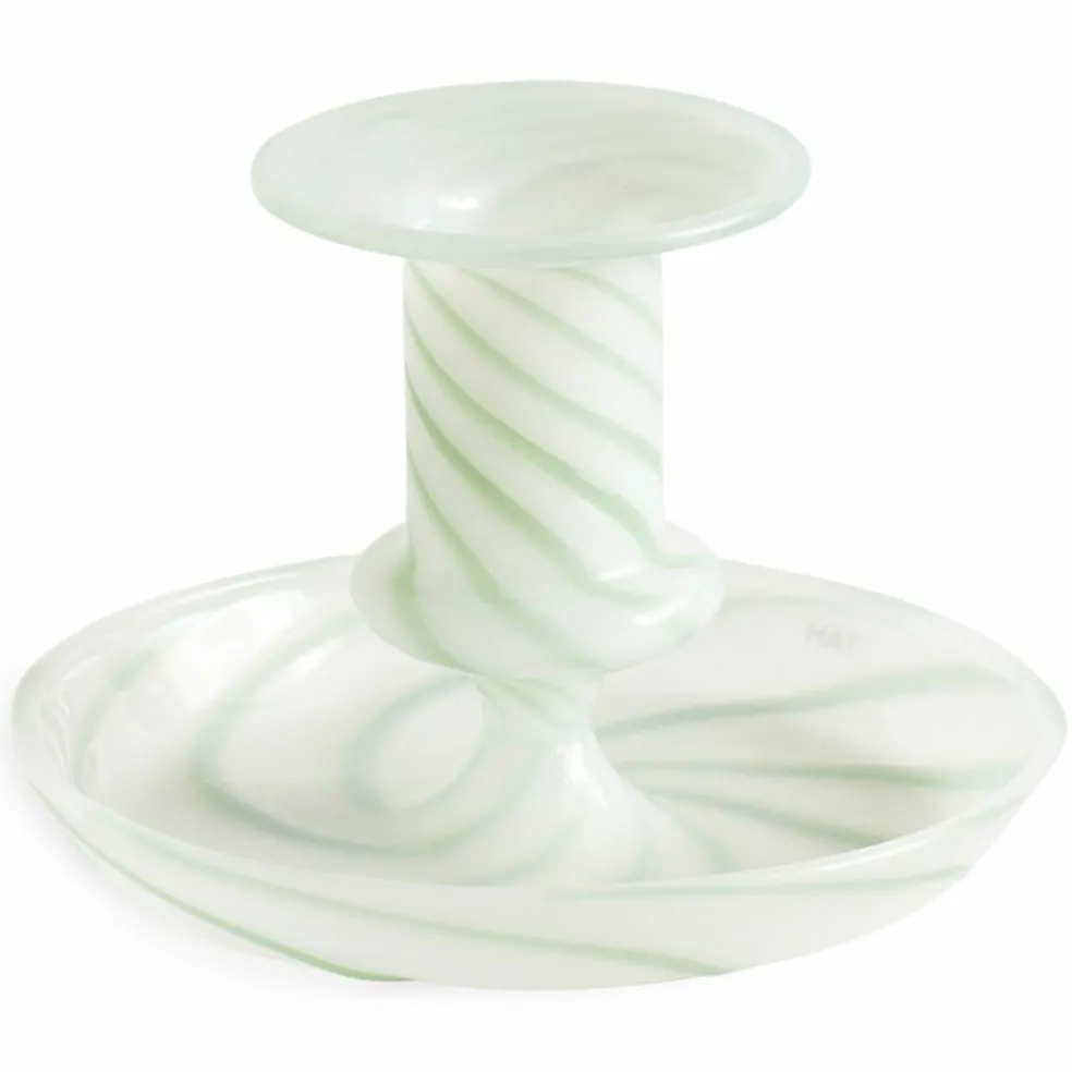 Flare Stripe Milk lysestake, liten, grønn