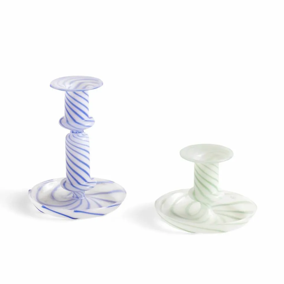 Flare Stripe Milk lysestake, liten, grønn