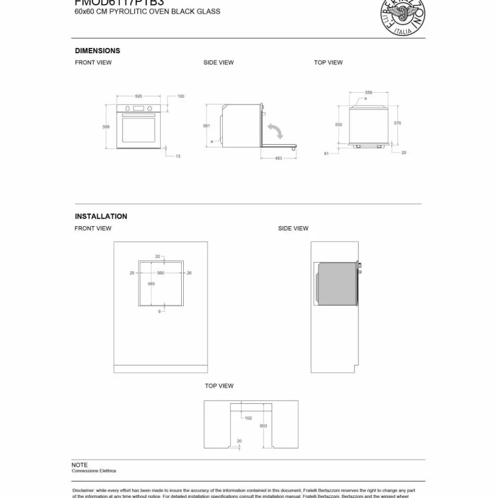 FMOD6117PTG3 Modern innbyggingsovn med pyrolyse 80 liter, gull
