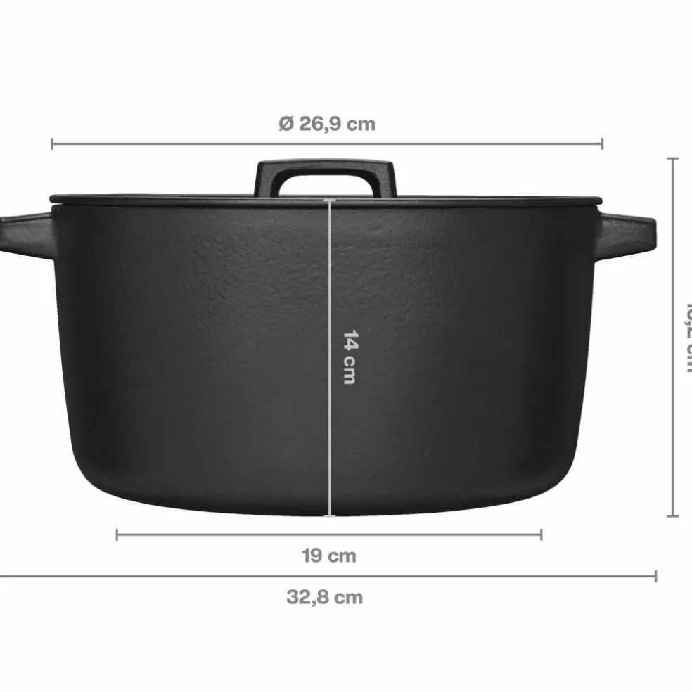 Folken støpejernsgryte med lokk 6 liter