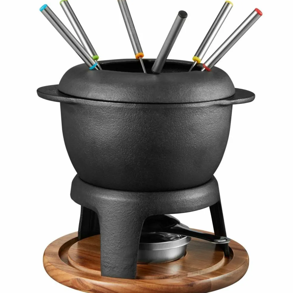 Fonda Fondue Støpejern Med Akasie Treplate