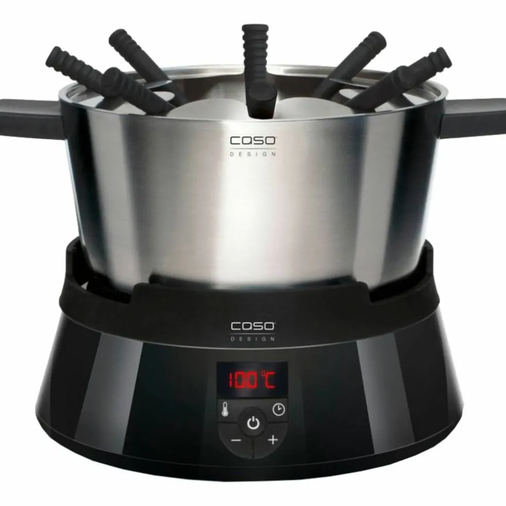 Fonduesett med 8 gafler, svart