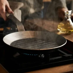 Forge stekepanne/grillpanne 24 cm, karbonstål