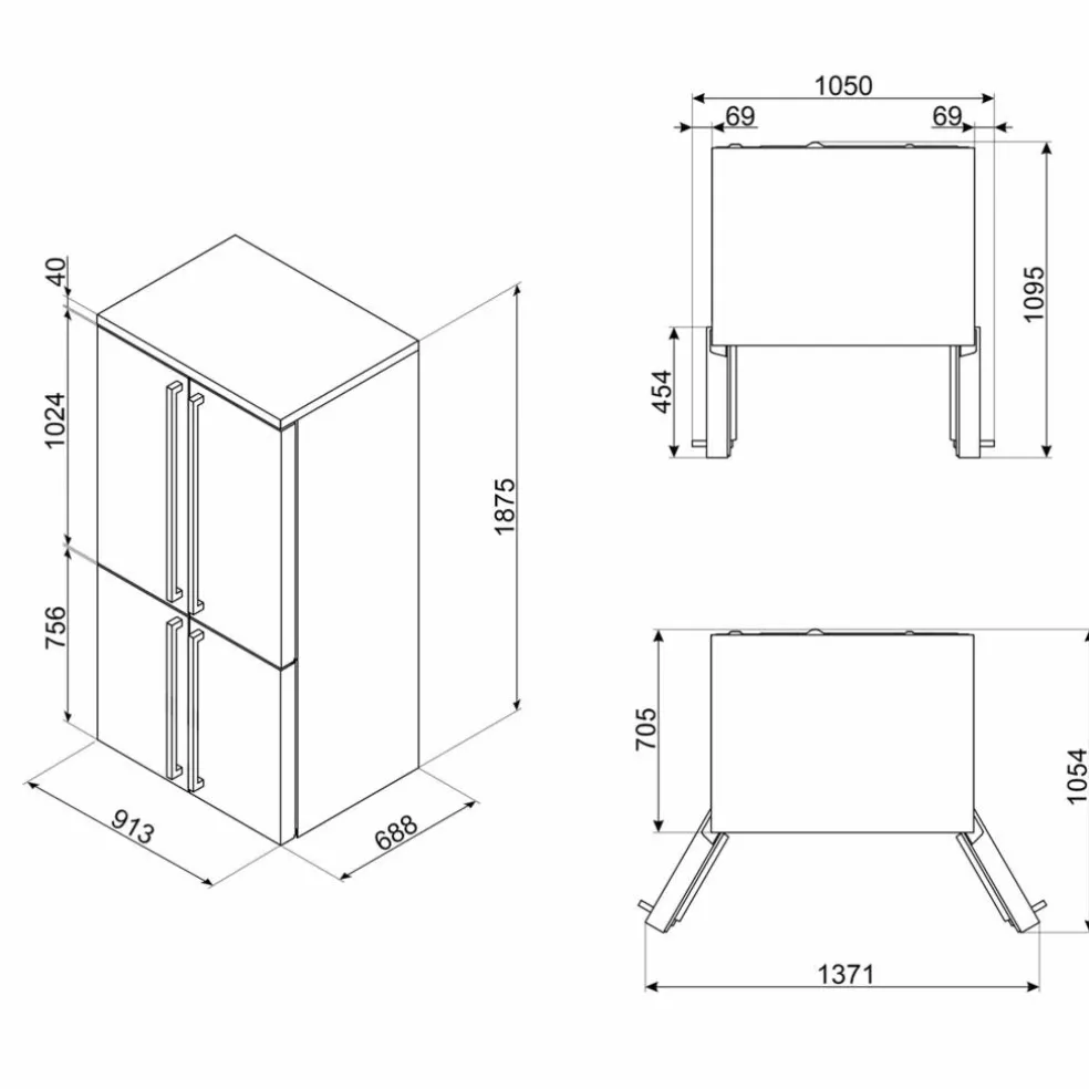 FQ60CPO6 Colonial French Door kombiskap, creme