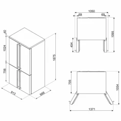 FQ960P6 Victoria French Door kombiskap, creme