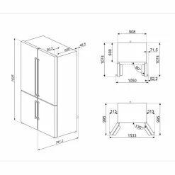 French Door kjøleskap/fryser 92 cm, svart