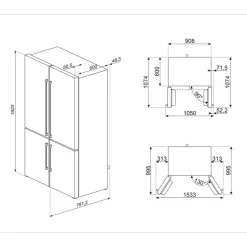 French Door kjøleskap/fryser 92 cm, hvit