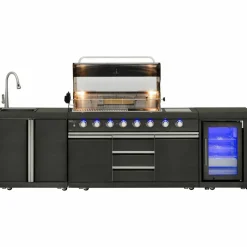 Gassgrill Black Diamond 6+2 sommerkjøkken, med kjøleskap og vannkran