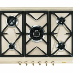 Gasskokeplate med brytere på framsiden 70 cm, Creme
