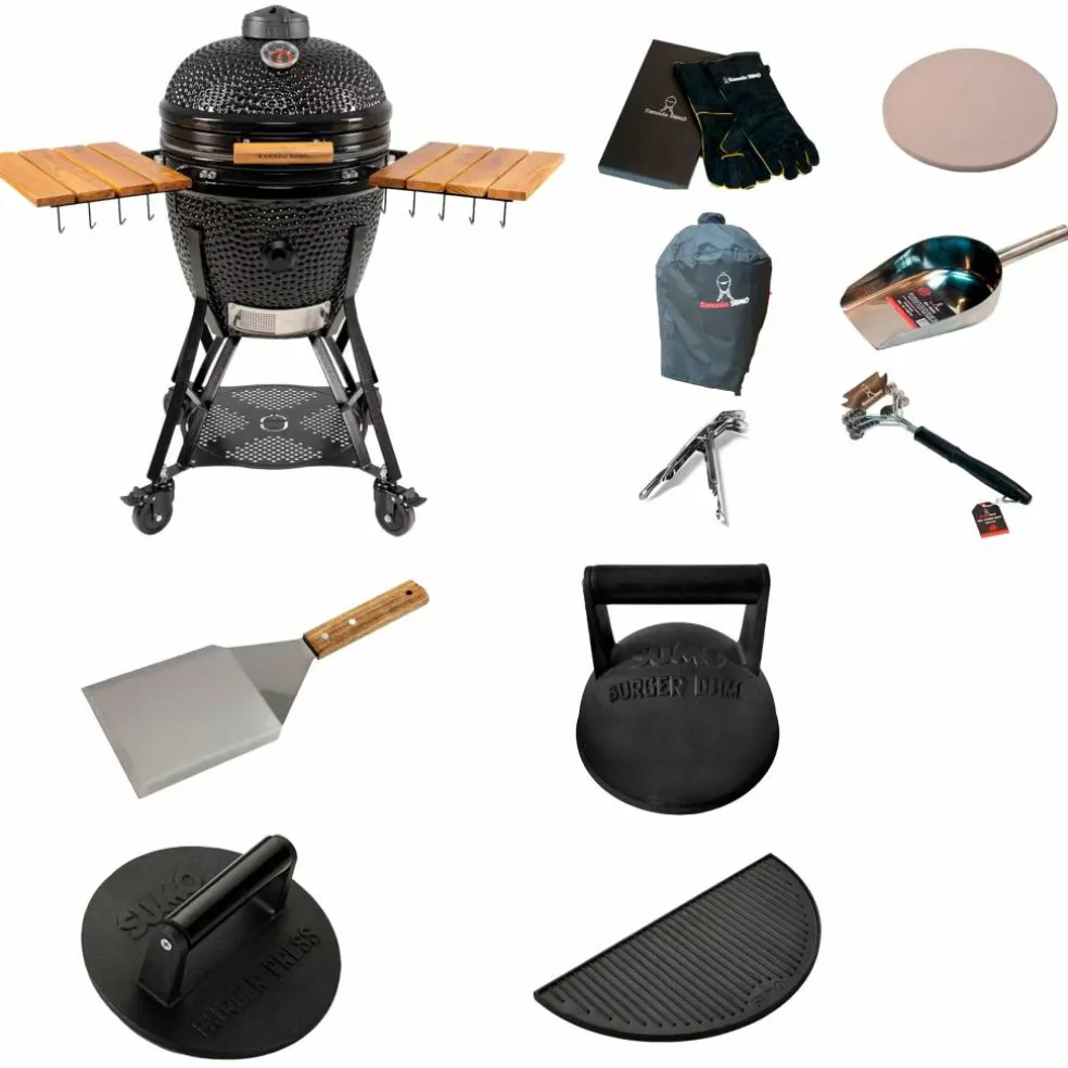 Gen 2 Large kamadogrill med smashpakke, svart