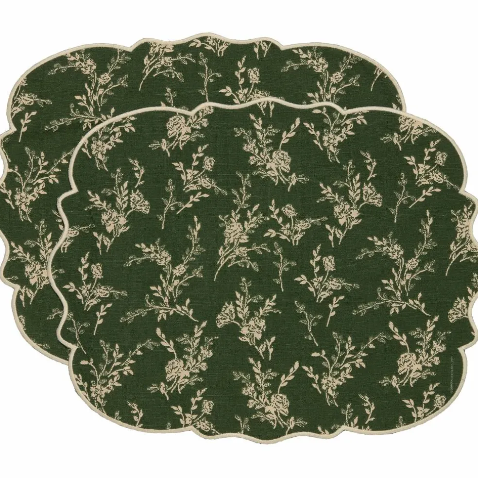 Gia bordbrikke blomst 35 x 45 cm 2-pakning, grønn