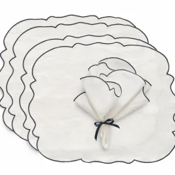 Gia Bordbrikke lin 45 x 35 cm 2-pakning, rosa/hvit