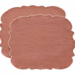 Gia Bordbrikke lin 45 x 35 cm 2-pakning, rosa/hvit