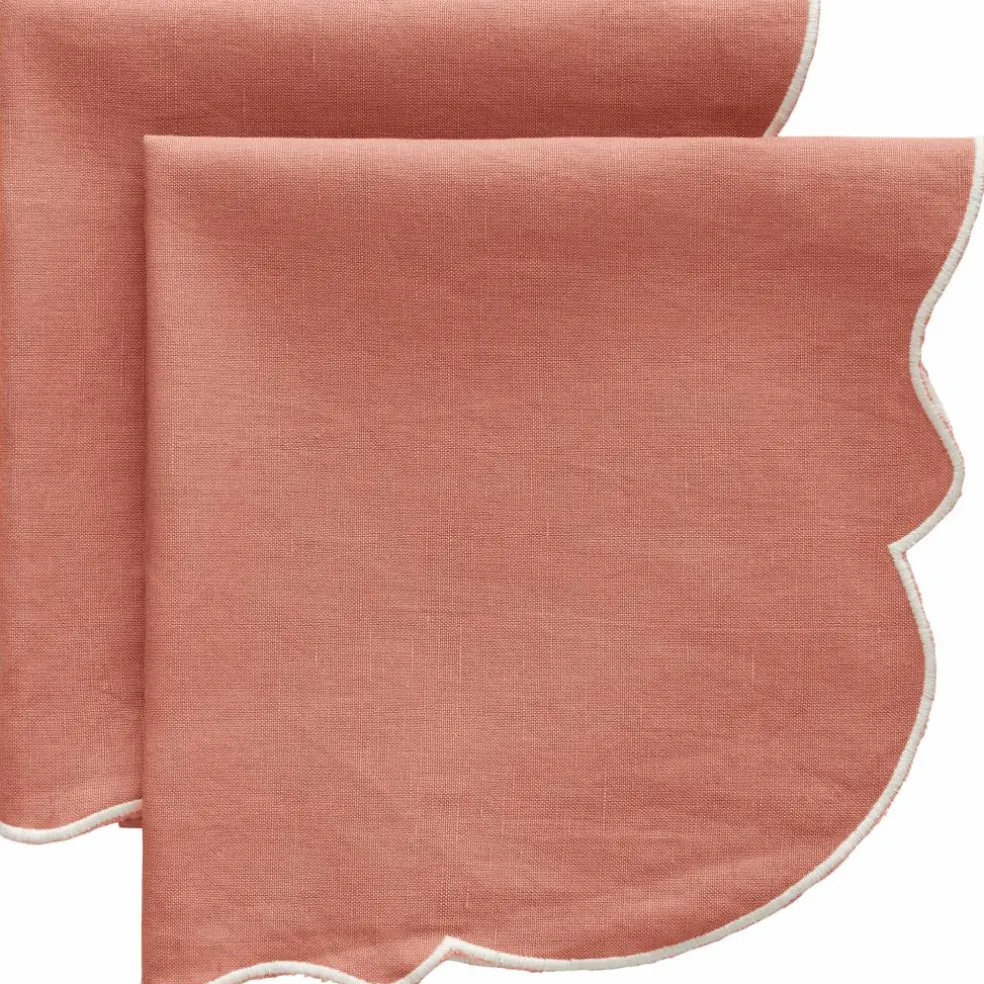 Gia Linserviett 45 x 45 cm 2-pakning, rosa/hvit