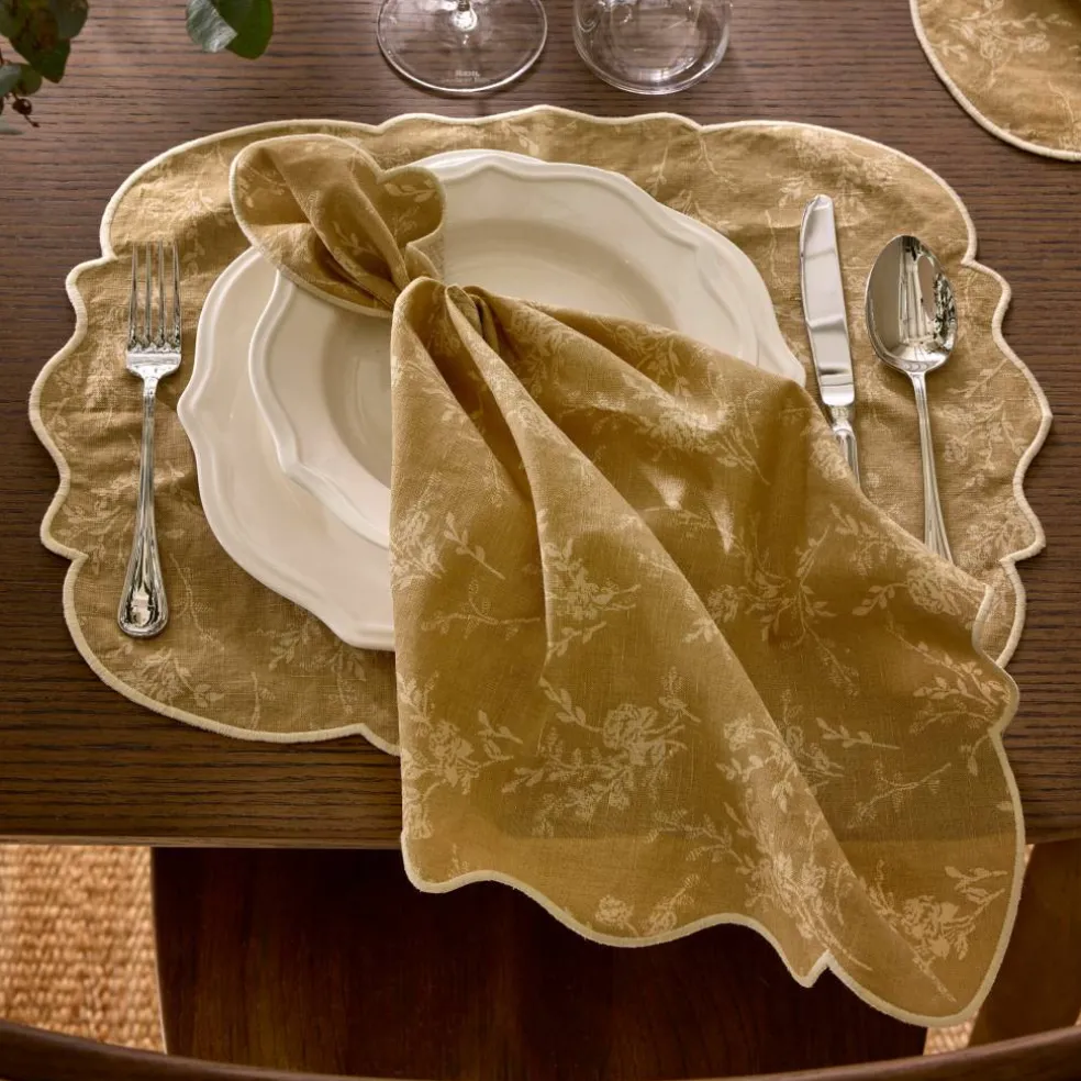 Gia serviett blomst 45 x 45 cm 2-pakning, beige