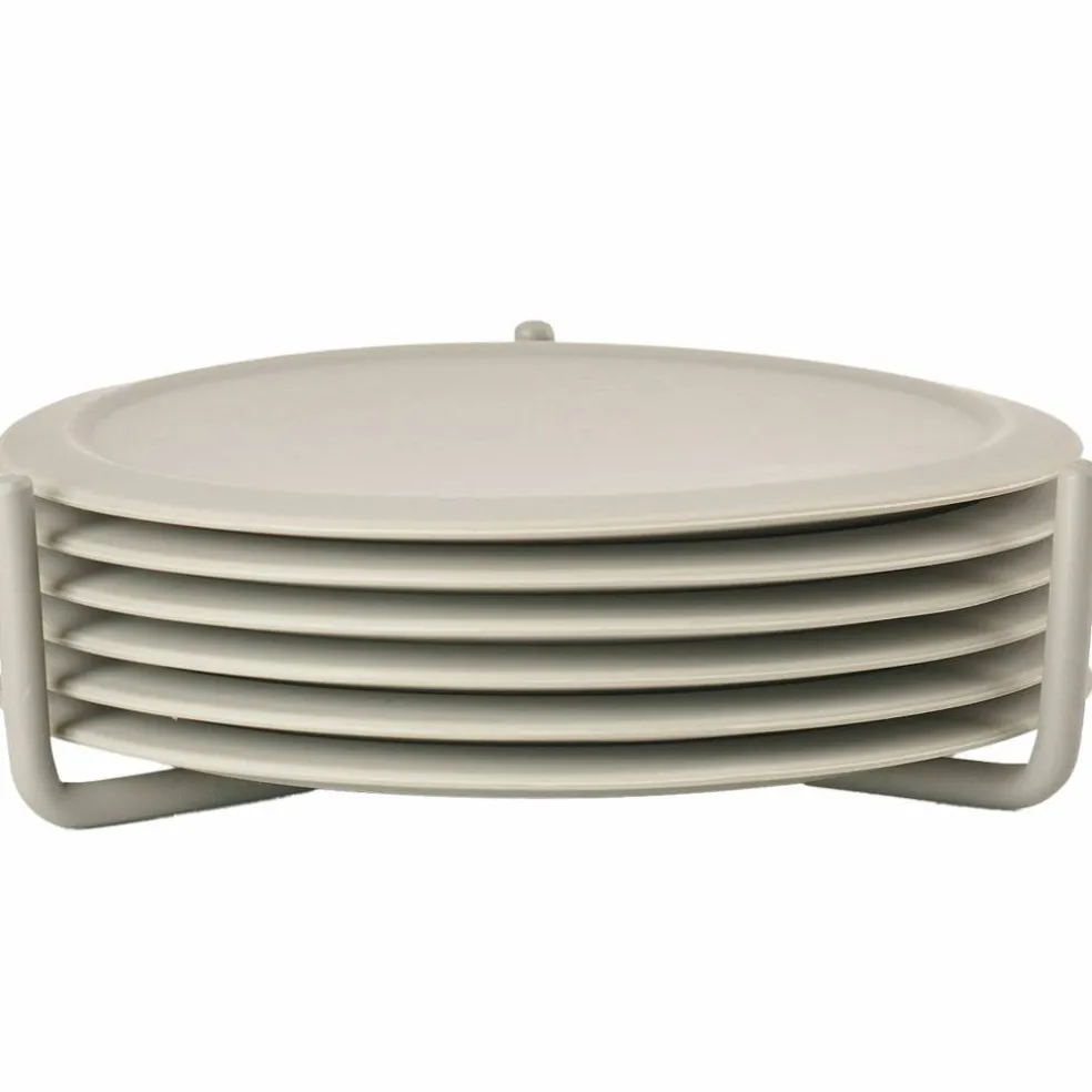 Glassbrikker 6 stk med holder, natur