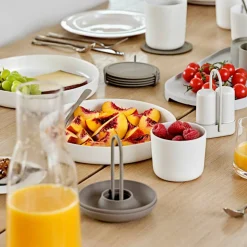 Glassbrikker 6 stk med holder, natur