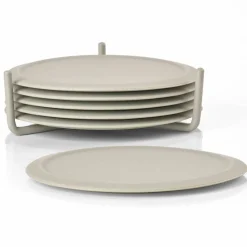 Glassbrikker 6 stk med holder, taupe