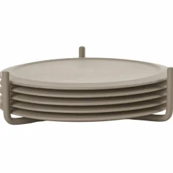 Glassbrikker 6 stk med holder, taupe