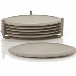 Glassbrikker 6 stk med holder, taupe
