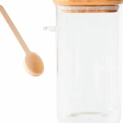 Glasskrukke med bambuslokk og måleskje 800 ml