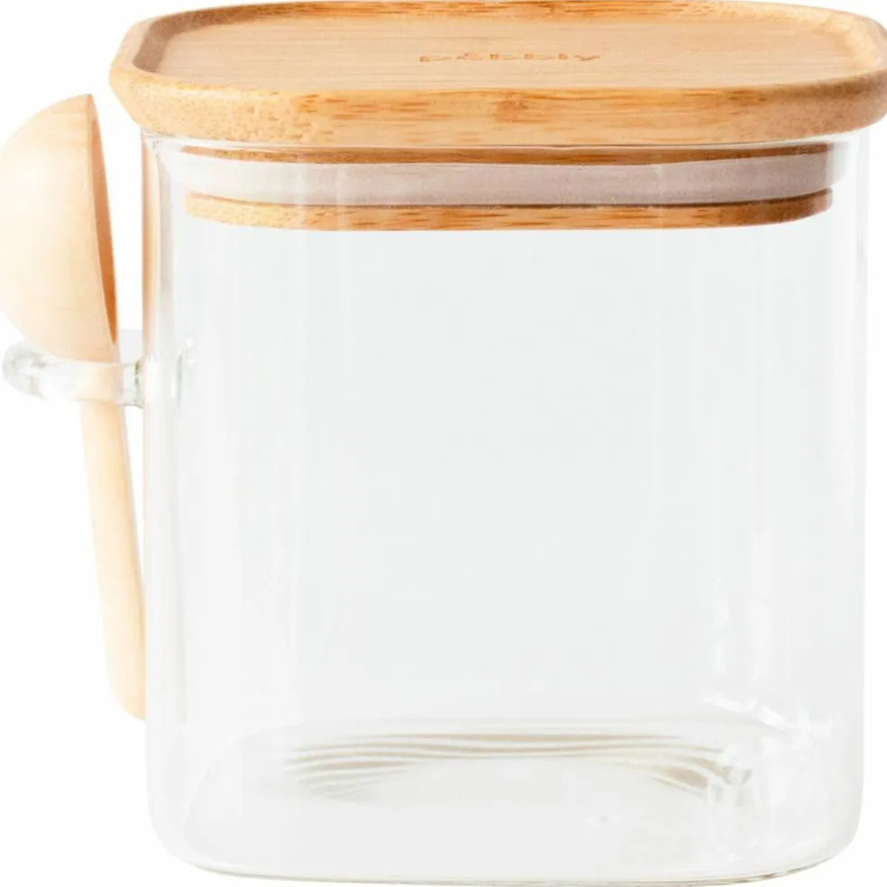 Glasskrukke med bambuslokk og måleskje 800 ml