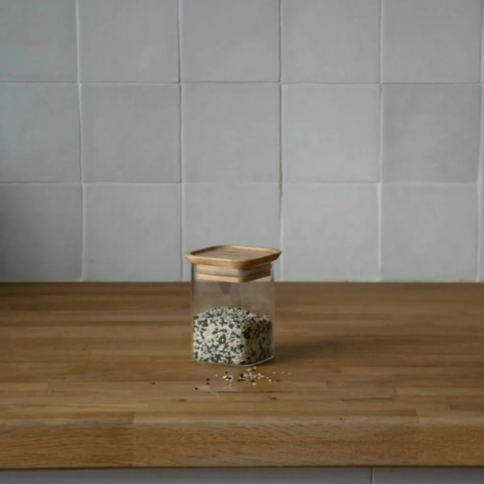 Glasskrukker med bambuslokk XS, 2 stk.