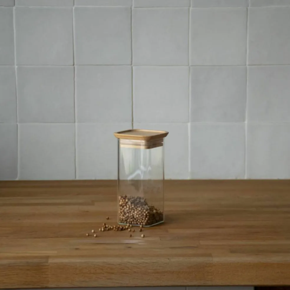 Glasskrukker med bambuslokk S, 2 stk.