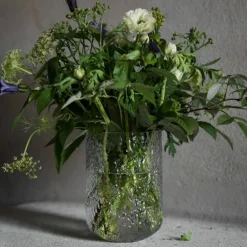 Glassvase 25 cm, mønstret glass