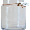 Glassvase med lærbånd 22,5 cm