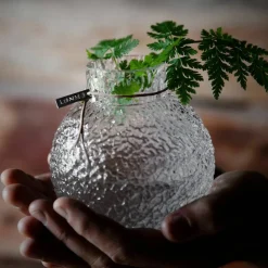 Glassvase med rund mønstret struktur, 22 cm