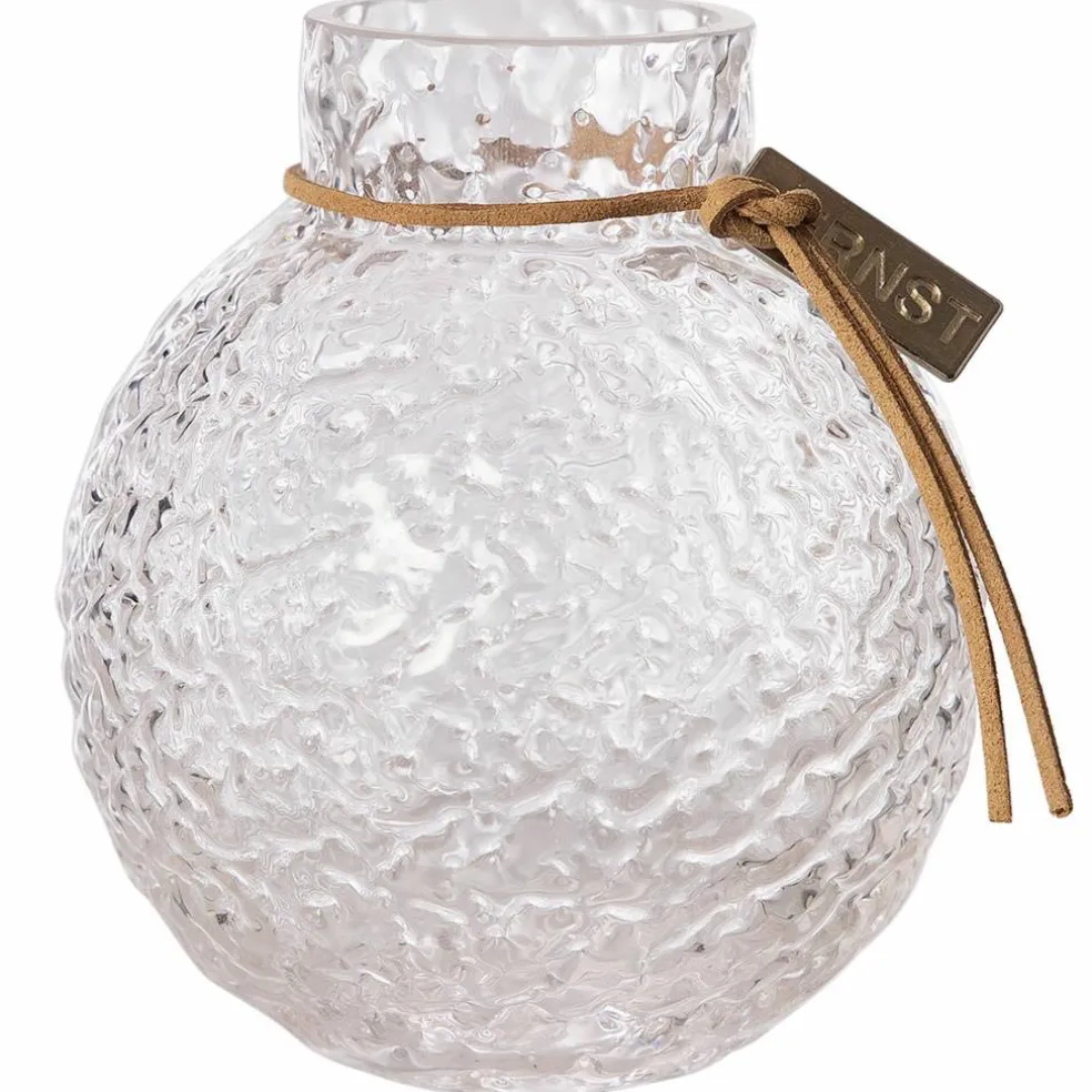 Glassvase med rund mønstret struktur, 22 cm