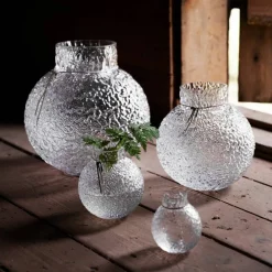Glassvase med rund mønstret struktur, 22 cm