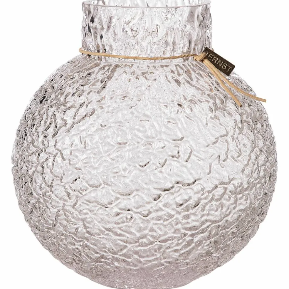 Glassvase med rund mønstret struktur, 22 cm