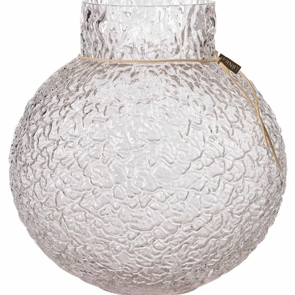 Glassvase med rund mønstret struktur, 14 cm