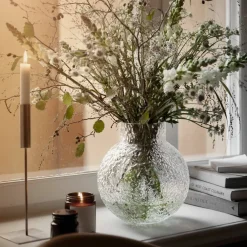 Glassvase med rund mønstret struktur, 10 cm