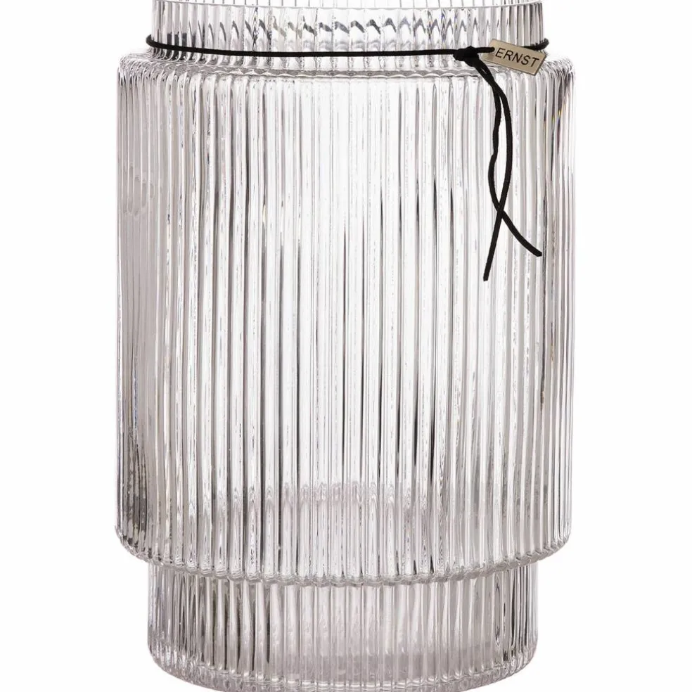 Glassvase med stripete struktur, 10,8 cm