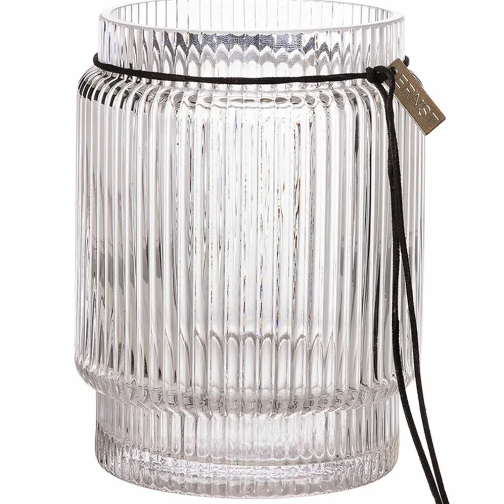 Glassvase med stripete struktur, 10,8 cm