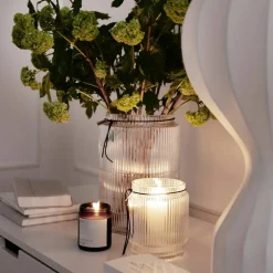 Glassvase med stripete struktur, 14,8 cm