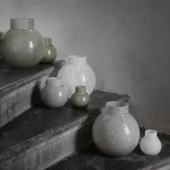 Glassvase rund 14 cm, Ø13, hvit