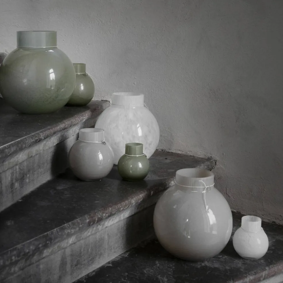 Glassvase rund 14 cm, Ø13, hvit
