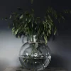 Glassvase Rund med Lærbånd 25 cm