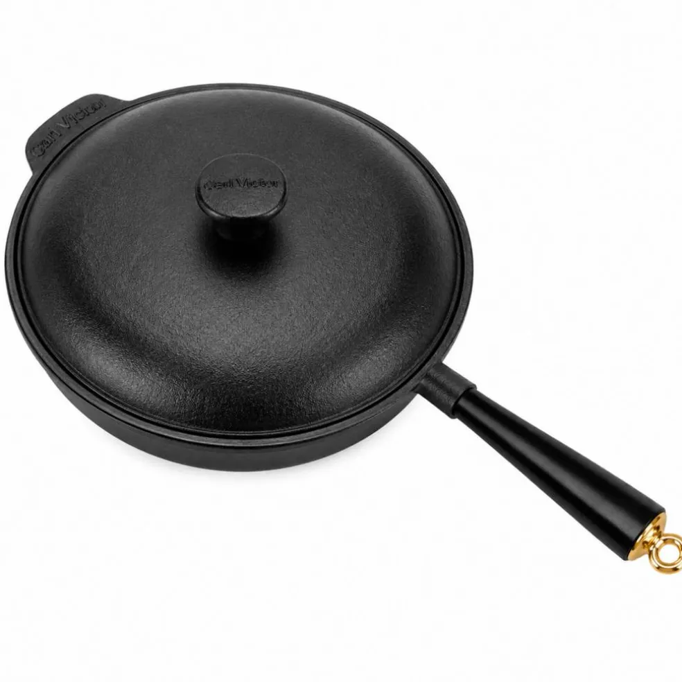 Gold stekepanne 24 cm med støpejernslokk