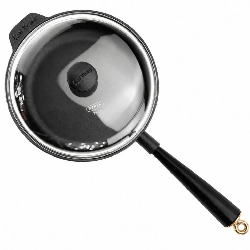 Gold traktørpanne med glasslokk 25 cm