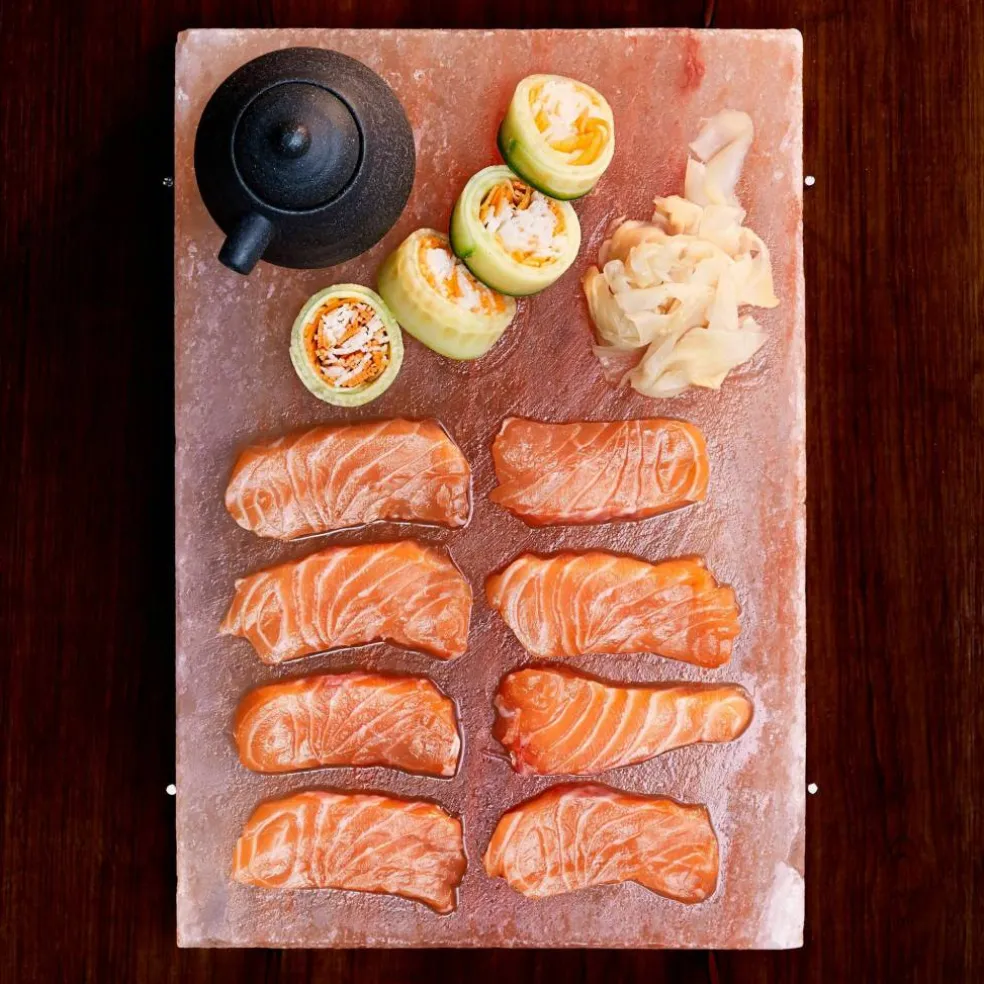 Gourmetsett med gassbrenner, saltstein og dressingflaske