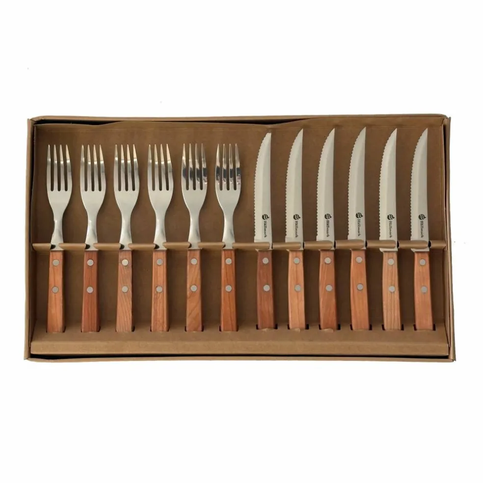 Grillbestikk med trehåndtak 12 deler