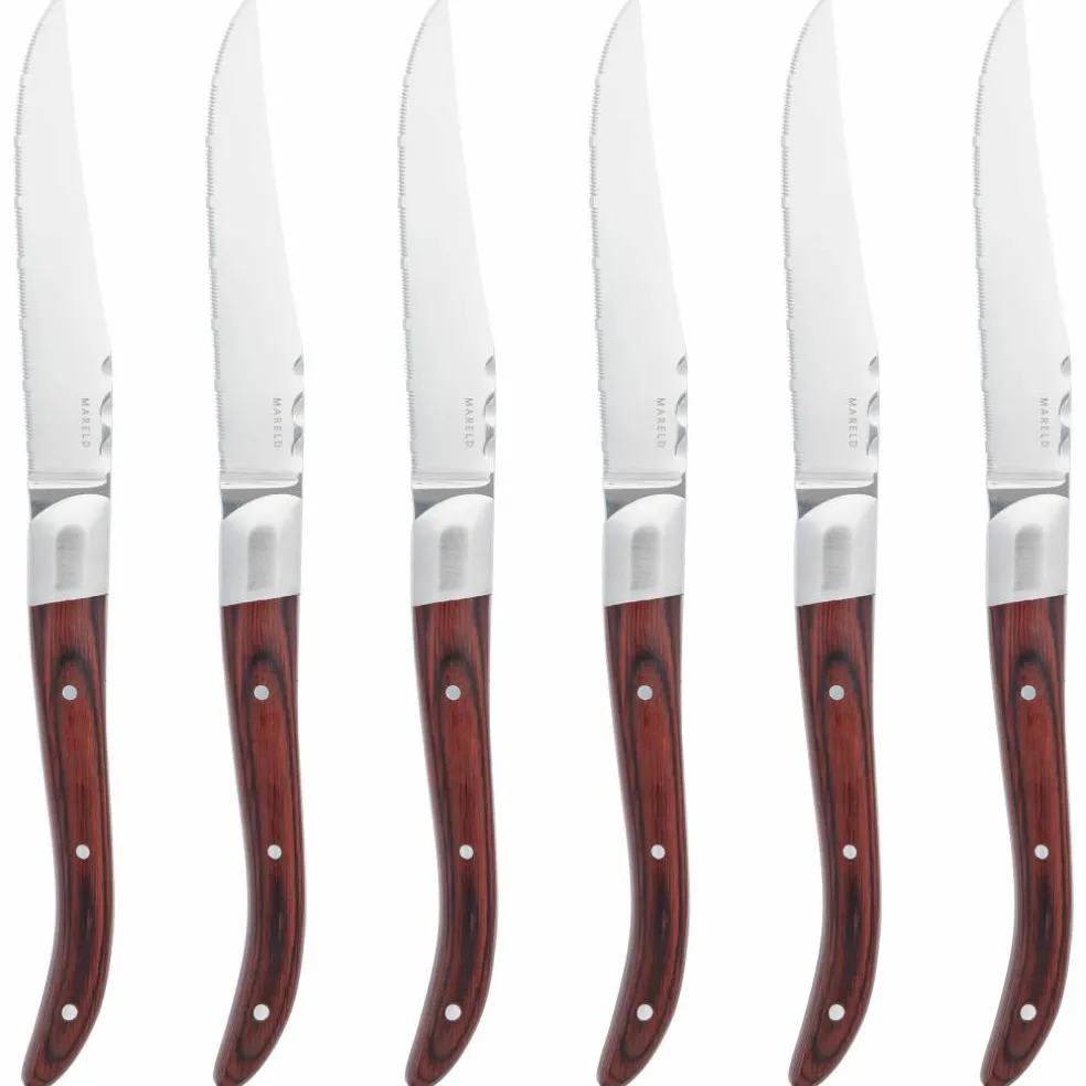 Grillkniver 6-pakning, rødt pakkatre