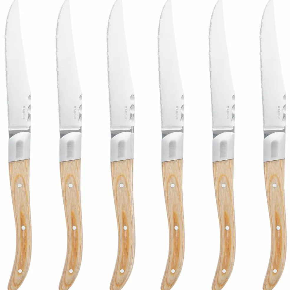 Grillkniver 6-pakning, rødt pakkatre